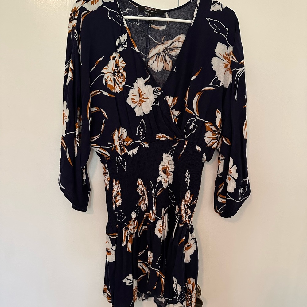Forever 21 Contemporary Navy Floral Print Mini Dress